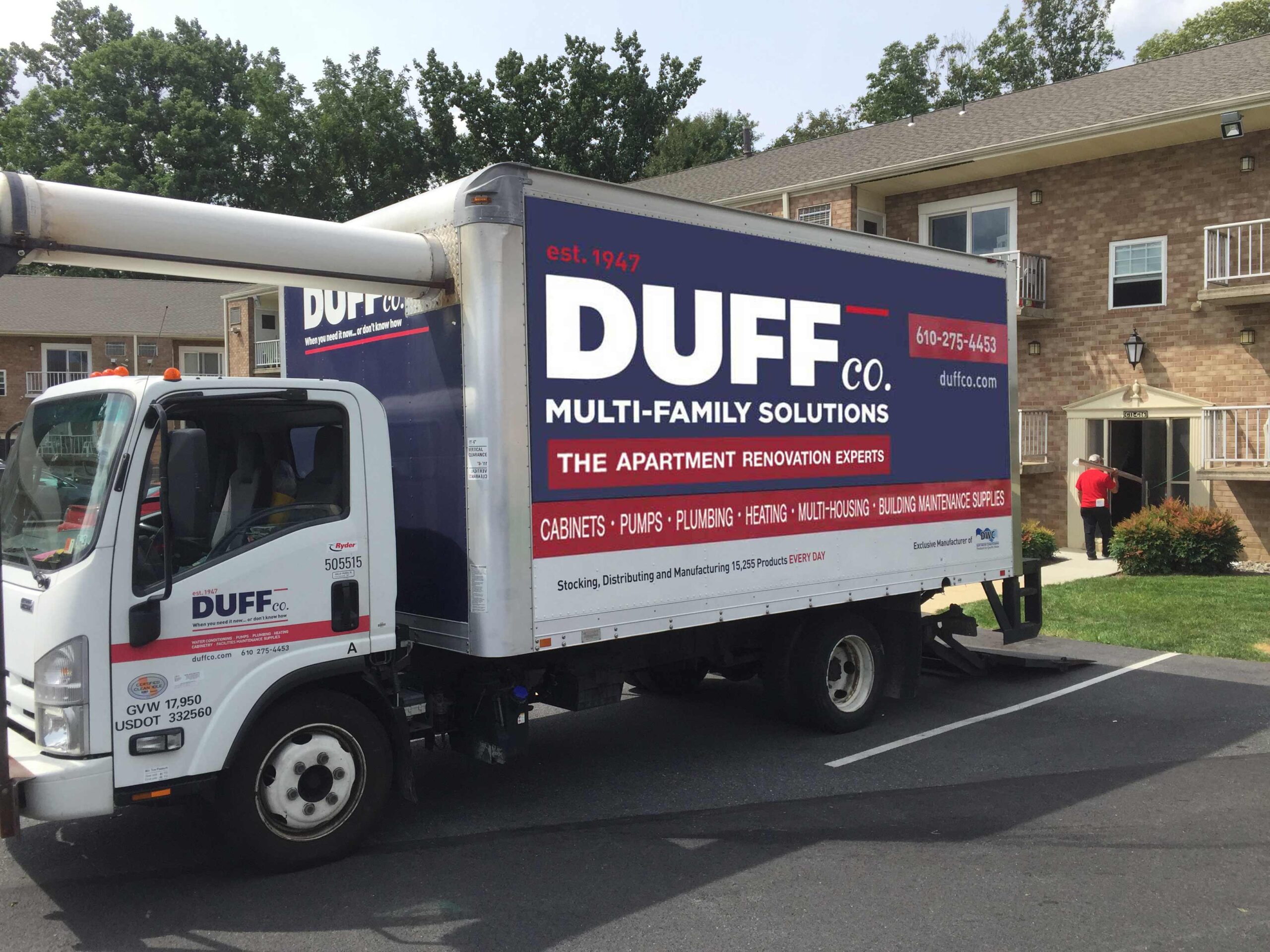 Duff Multifamily Truck in front of apartment building