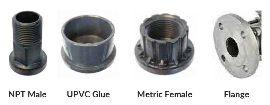 Ceramic Ball Valve Parts: NPT Male, UPVC Glue, Metric Female, and Flange
