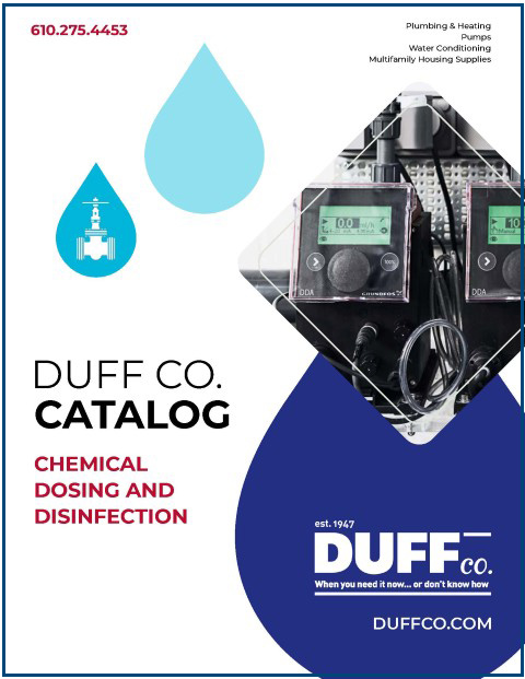 An image of the catalog cover for chemical dosing and disinfection water treatment parts.