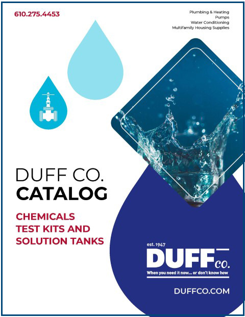 An image of the catalog cover for chemicals, test kits, and solution tanks.
